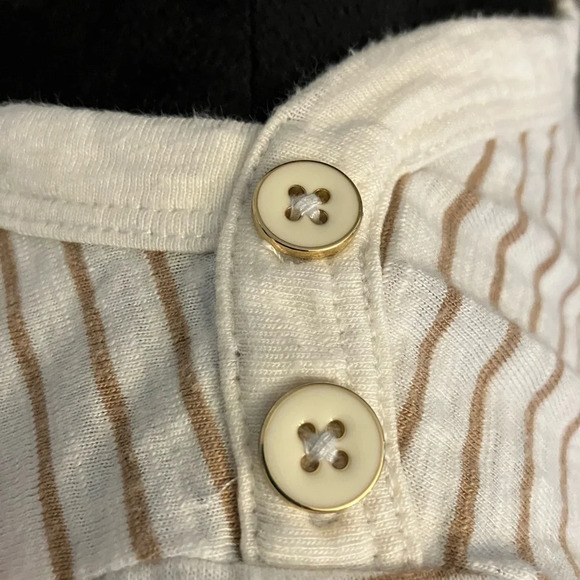 Talbots tan and white striped s/s tee - Picture 3 of 5